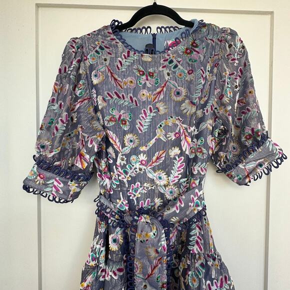 NWT Celiab Velvet Devore With Gold Lurex Floral Katie Midi Dress Size L - Picture 5 of 12